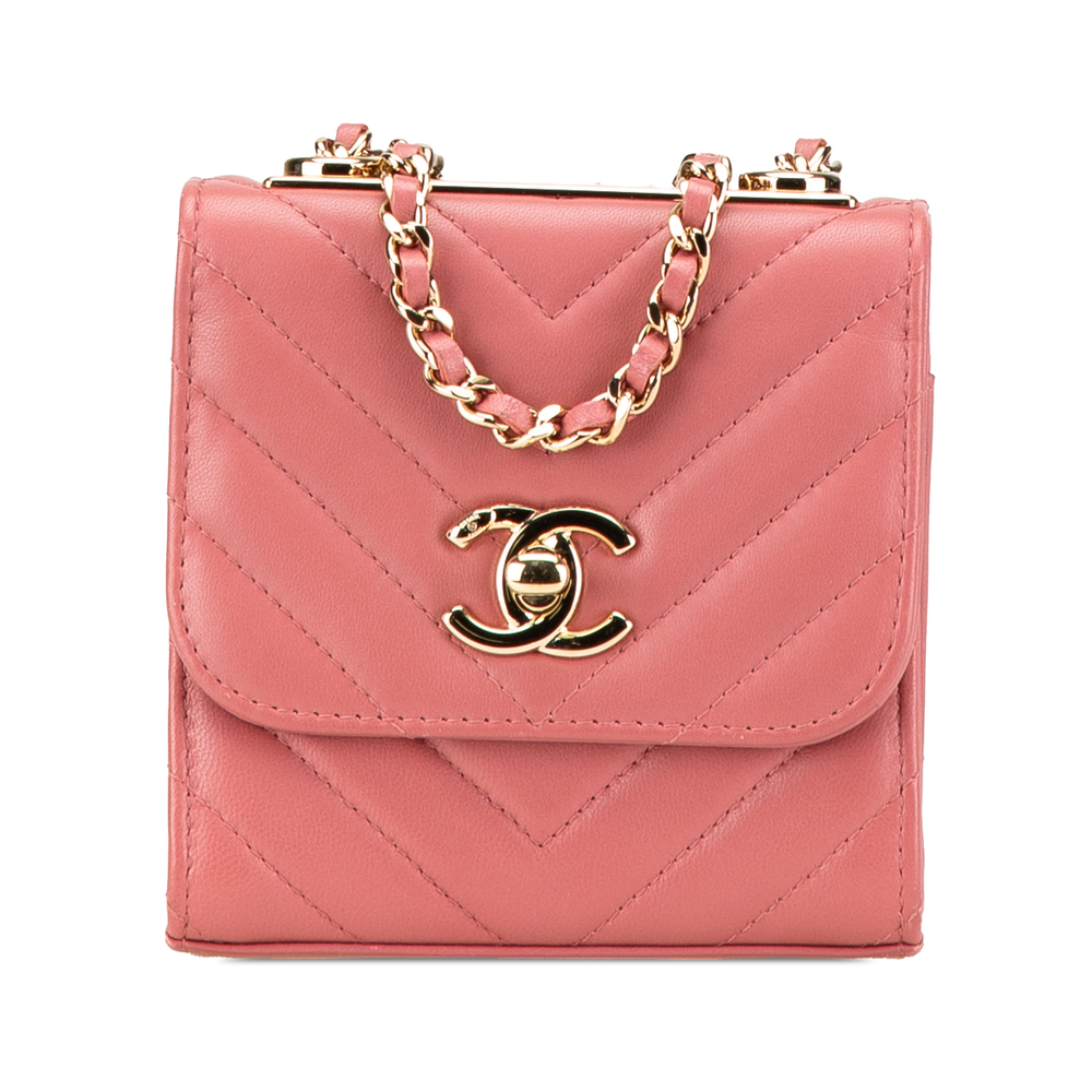 Pre-Loved Chanel Mini Chevron Lambskin Trendy CC Chain Wallet